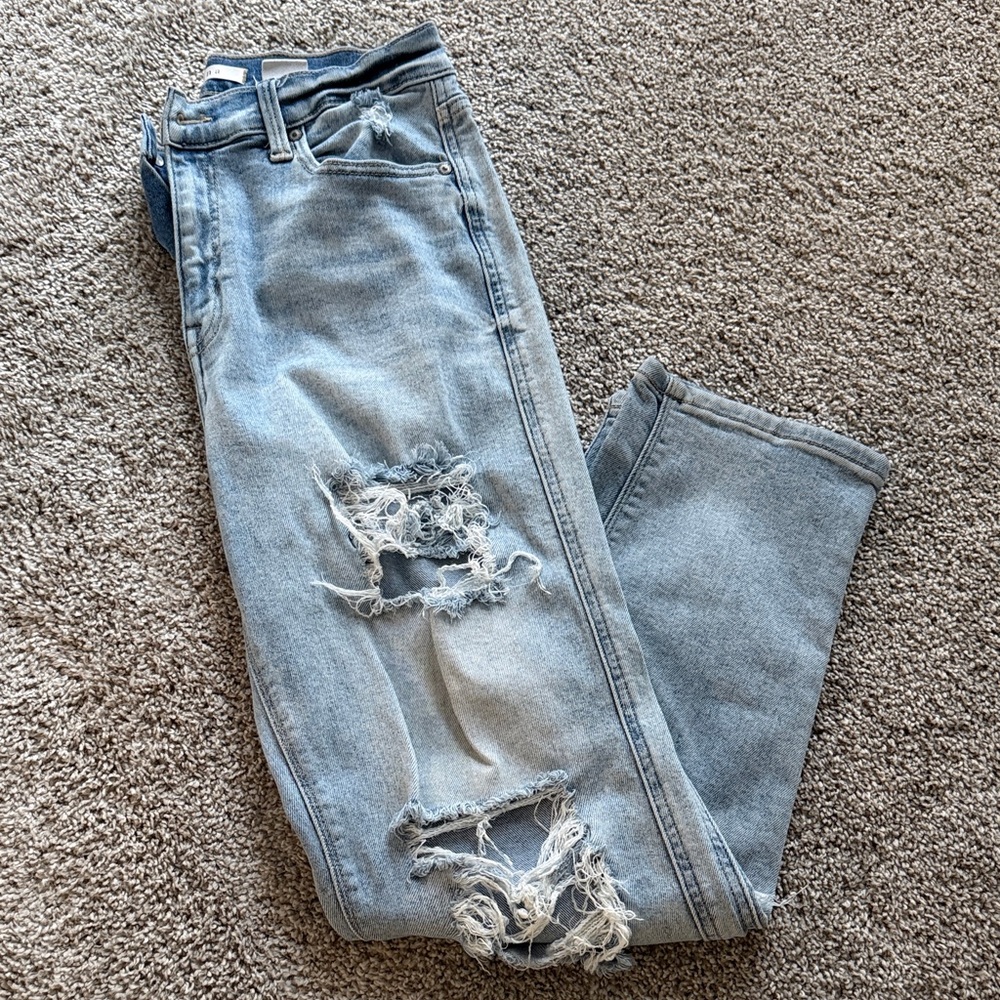 Dry Goods Light Blue Distressed Boyfriend Jeans